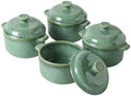 Henten Home Ceramic 8.5 oz Mini Cocotte, Casserole with Lid Set of 4