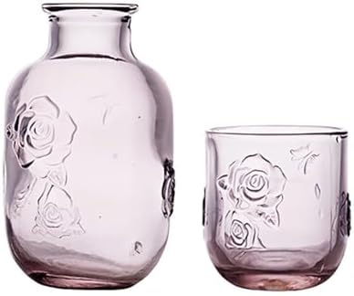 Bedside Water Carafe,14.88 oz Glass Pitcher with 5.1 oz Tumbler Lid