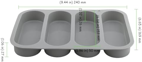 4 Pack 6 Inch Hot Dog Bun Pan, Silicone Hotdog Bun Mold, Roll Baking