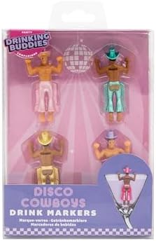 NPW Drinking Buddies Disco Cowboys Drink Markers & Wine Glass Charms