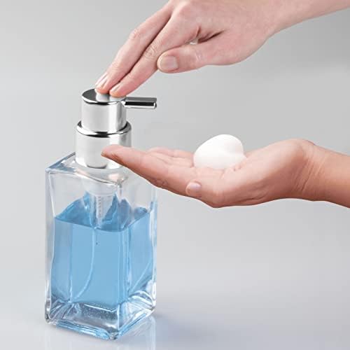 mDesign Glass Refillable Foaming Hand Soap Dispenser Modern Square