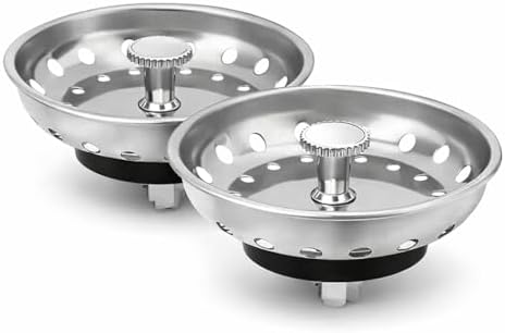 Kitchen Sink Drain Strainer 2 Pack of Stopper Combo Basket Replacement