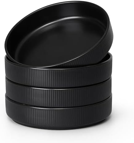 E-far Pasta Bowls Set of 4, 35oz Large Salad Bowl Plate for Dinner