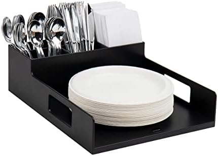 Mind Reader Utensil Napkin and Plate Organizer Tray, Countertop Caddy