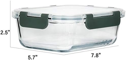 M MCIRCO 8 Pack 30 oz Glass Food Storage Containers, Gray