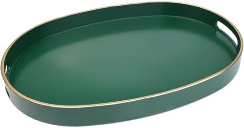 Spsyrine Dark Green Plastic Serving Tray for Ottoman, Coffee Table