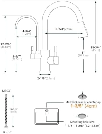APPASO 3 Way Kitchen Faucet with Water Filter, Brushed Nickel