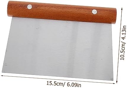 Kitchen Scraper Dough Cutter with Wood Handle Stainless Steel