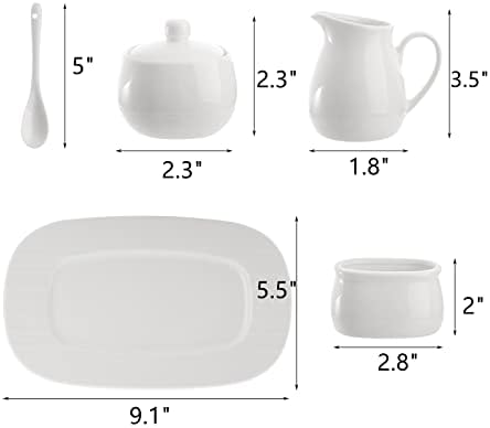 Dicunoy Set of 4 Sugar and Creamer Set, Small Creamer Pitcher with
