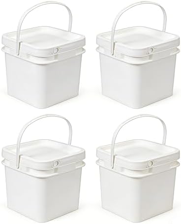 68 oz Food Storage Buckets with Lids, 4 Pack Square BPA Free Plastic