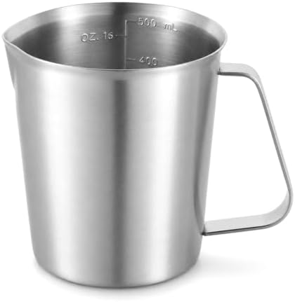 Stainless Steel Measuring Cup, 16 Oz Metal Milk Frothing Pitcher