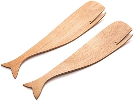 Ironwood Gourmet Acacia Wood Whale Salad Serving Utensils