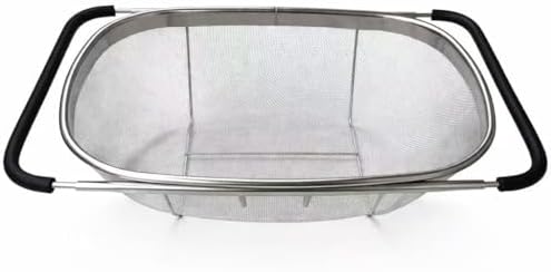 Over The Sink Stainless Steel Oval Colander with Fine Mesh 6 Quart