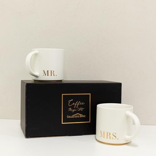 COLLECTIVE HOME Mr. & Mrs. Ceramic Coffee Mug Set, 15oz, 2-Piece