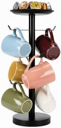Coffee Mug Tree, Cup Holder for 6 Cups, with Tray for Phone, Tissues
