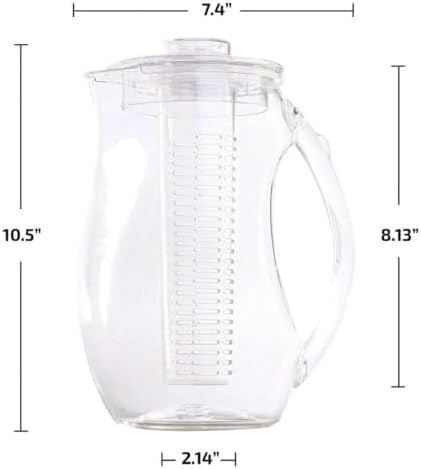 Glass Pitcher with Lid Fruit Water Pitcher with Infuser 2.5L