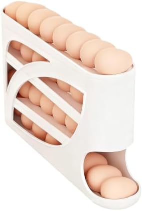 Egg Holder for Fridge, Auto-Rolling Dispenser