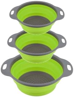 Collapsible Colander Set of 3 Round Silicone Kitchen Strainer Set