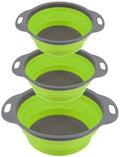Collapsible Colander Set of 3 Round Silicone Kitchen Strainer Set
