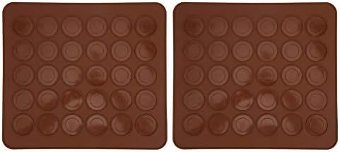 Haofy Silicone Macaron Mats, 2x30-Grid Non-Stick Baking Brown