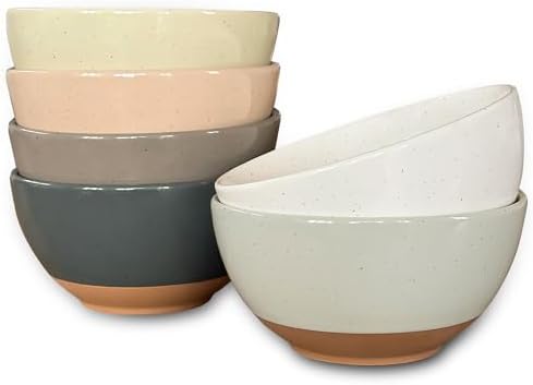 Mora Ceramic Small Dessert Bowls - 16oz, Set of 6 - Microwave, Oven