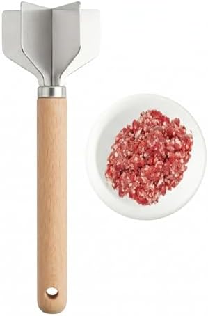 1-PCS Ground Beef Masher,Meat Masher,With Wooden Handle,11 Inches
