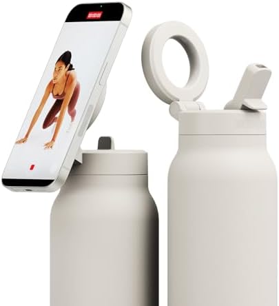 RINGO PRO Insulated Water Bottle, Magnetic Phone Tripod Mount, Ivory