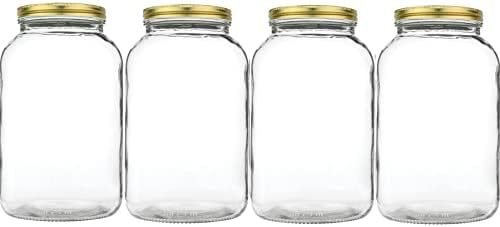 kitchentoolz 1 Gallon Glass Large Mason Jar Wide Mouth with Metal