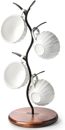 Coffee Mug Holder with 4 Hooks Cup Rack Stand for Countertop Mug Tree