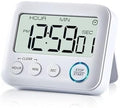 Digital Kitchen Timer Alarm Clock, Large LCD Display, White
