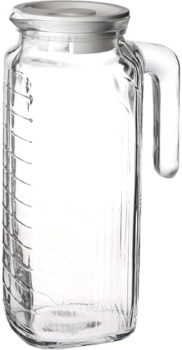 Bormioli Rocco Gelo Glass Jug with White Lid, 41 Oz - Clear