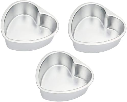 3 Pack Nonstick Mini Heart Shape Pie Pans with Removable Bottom 4-inch