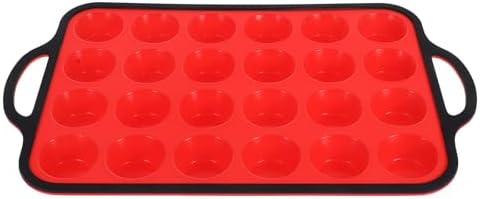 TOYANDONA Silicone Mini Muffin Cups Baking Pan, 24 Grid Non Stick Red