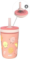 Zak Designs Happy Fruit Kelso 12oz Stainless Steel Leak-Proof Toddler
