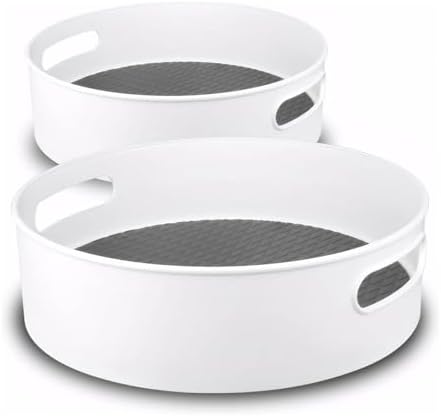 Semlos 360° Rotating Lazy Susan Organizers, 2 Packs 9" and 12" Turntable Spice Rack Organisers for Kitchen Organization and Storage, Non-Slip Under Sink Organizer for Bathroom Pantry Cupboard