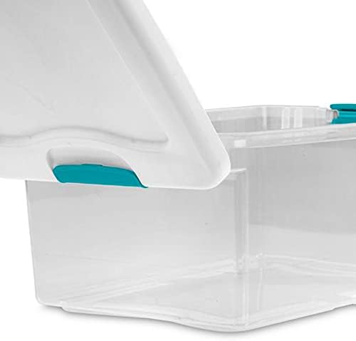 Sterilite+14948012+15+Quart+White%2fClear+Plastic+Storage+Box+With+Blu