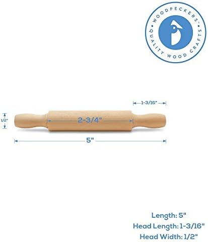 Wooden Mini Rolling Pin, 5 Inches Long, Pack of 6, Great for in The