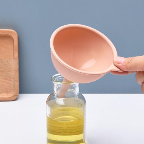 3pcs Silicone Kitchen Funnel Set with Handle, Wide Mouth Pink