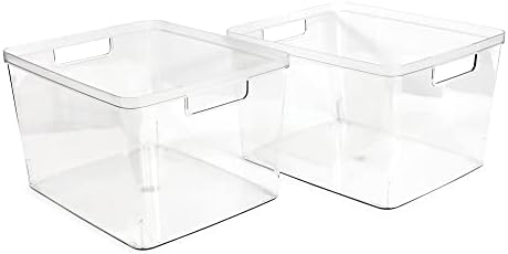 Isaac Jacobs 2-Pack Clear Storage Bins, 11.5” x 14” x 9”