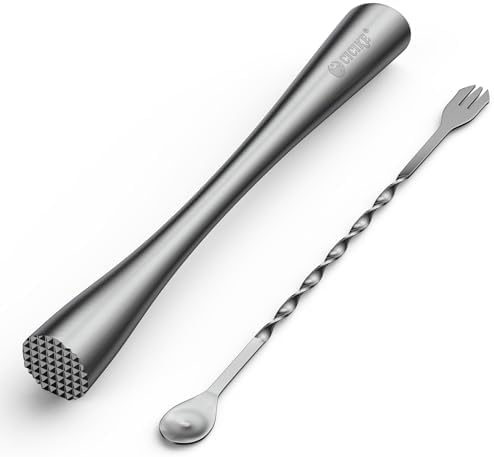 10 Inches Stainless Steel Muddler and Mixing Spoon for Cocktails, Bar