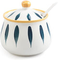 Ceramic Sugar Bowl with Lid and Spoon for Kitchen & Home, 12 Ounce