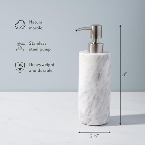 Cork & Mill Marble Soap Dispenser with Stainless Steel Pump Top
