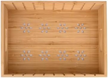Natural Bamboo Storage Tray with 5 Custom Dividers, Deep Drawer