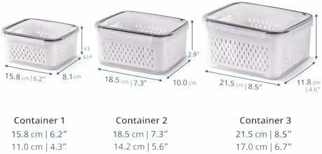 Stackable Food Storage Containers with Drain Basket, BPA-Free Produce