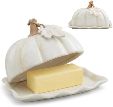 Mud Pie Pumpkin Butter Dish With Lid, Fall and Thanksgiving Butter