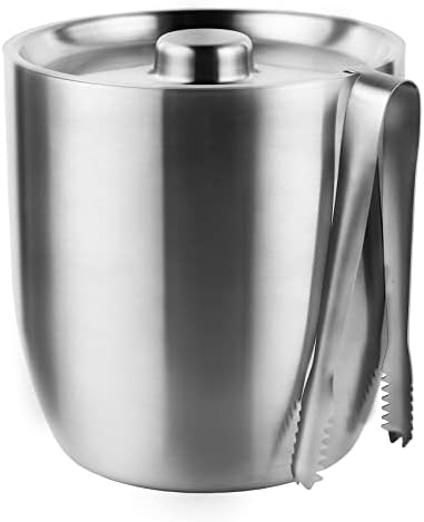 Tiken 3L Double-Wall Vacuum Insulated Ice Bucket with Lid & Tong