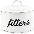 AuldHome Design Basket Coffee Filter Holder, White Enamel Filter