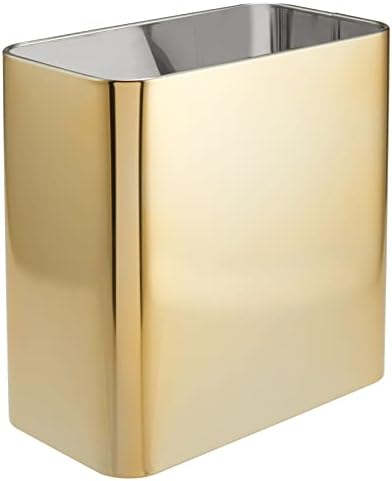 mDesign Metal Trash Can, 2.4 Gallon, Soft Brass