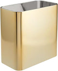 mDesign Metal Trash Can, 2.4 Gallon, Soft Brass