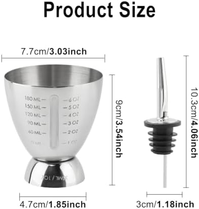 Stainless Steel Cocktail Measuring Jigger with 1-6oz and 30-180ml